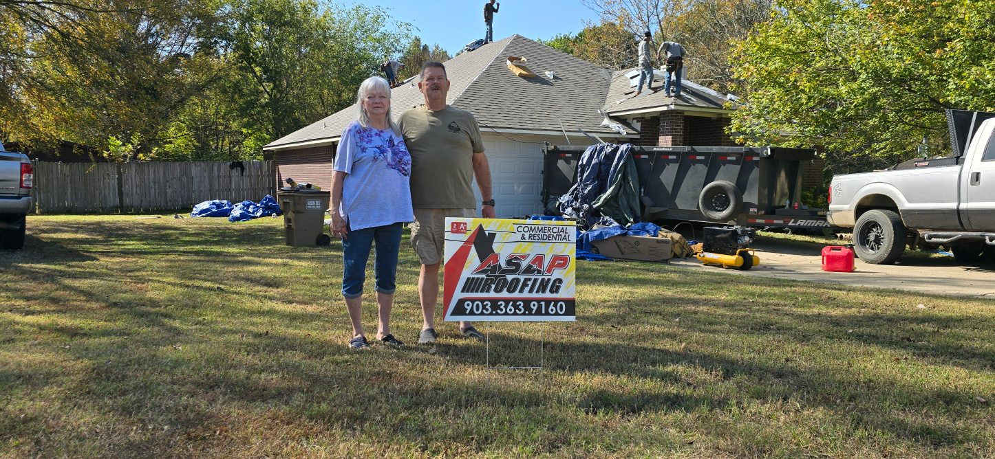 ASAP Roofing crew on site for an East Texas homeowner